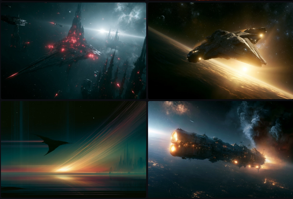 Vague prompt result — generic spaceships in space